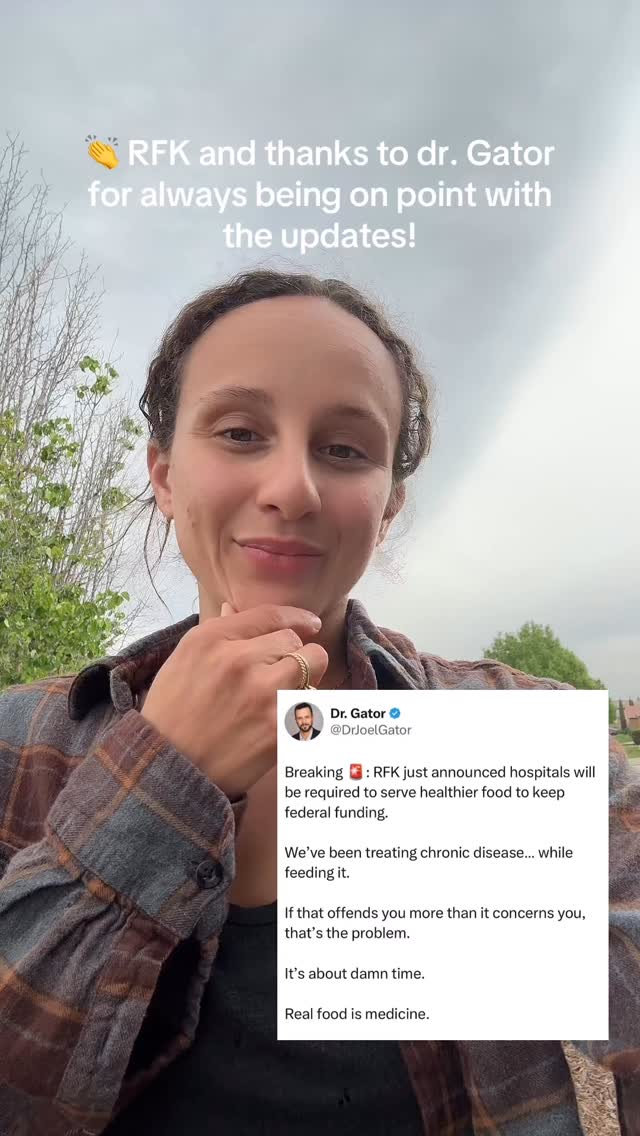 Thank you for this one RFK! 👏 I'm so sick of being handcuffed to CRAP & JUNK to feed my patients. Our people deserve better. You and I! Because guess what, the elite get to have their fancy extras and quality meals... why not everyone else? Processed food DOES NOT belong in a hospital - it just further perpetuates disease
#changetheworld #rfk #health #nourishyourbody #holistichealth