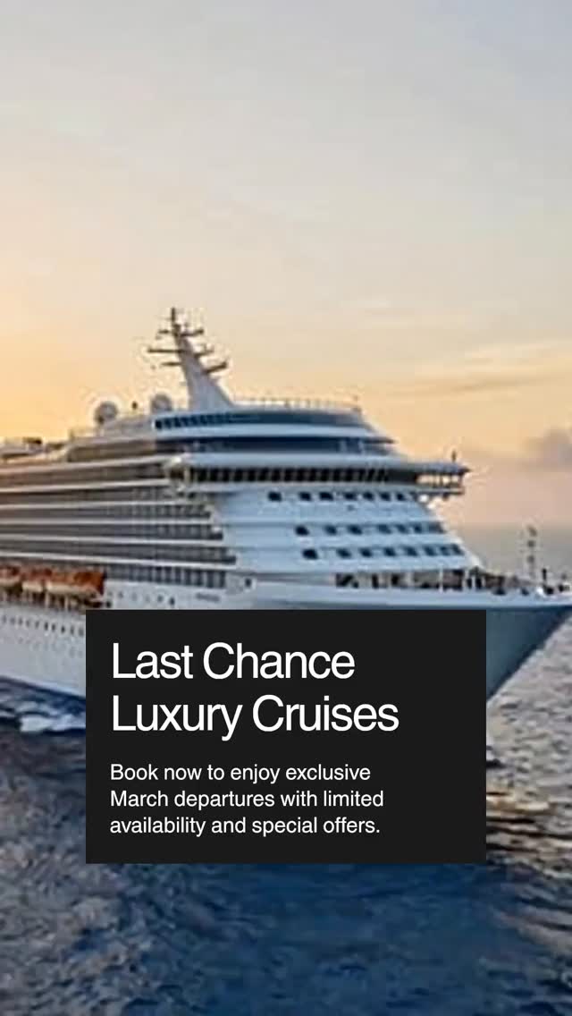Looking for last-minute luxury cruises this April?
The opening days of April bring exclusive luxury cruise departures you won't want to miss. From Mediterranean escapes to Caribbean adventures, these voyages offer impeccable service, breathtaking destinations, and personalised experiences tailored just for you.
Why book now?
• Limited availability on top-tier ships
• Special offers for April departures
• Secure your place with ATOL protection and ABTA membership for complete peace of mind
Let Flinton Travel guide you through the effortless booking process. Your bespoke luxury cruise awaits—set sail in style.
Link in bio