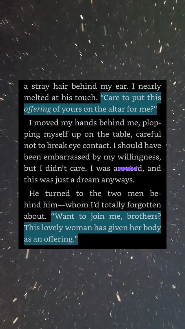Dark Paranormal Romance? โ
Why-Choose? โ
Fire and Ice Twins? โ
Broody Shadow Daddy? โ
Brothers who share? โ
On KU or available in paperback with art โ
๐ Their Offering by Rhea Pryce
๐ซ ๐๐ฅ๐ฎ๐ซ๐ ๐ซ
Lillian
I was drลซnk.
I was dreaming.
Right?
Wrong.
I never expected to find a portal to Hell let alone get wrapped up in a world where I slept with Princes of Hell
I never expected these men to dig their claws in me and make me feel like no man had ever made me feel before.
I never expected them to save me, but also need meโwant me even.
I never expected to leave everything I'd ever known to seal myself in Hell forever with them. Willingly.
And I never expected to fall in love with them.
Their Offering is written from 4 POVs
** Please check Content Warnings **
#whychoose #demonromance #pnr #darkromance