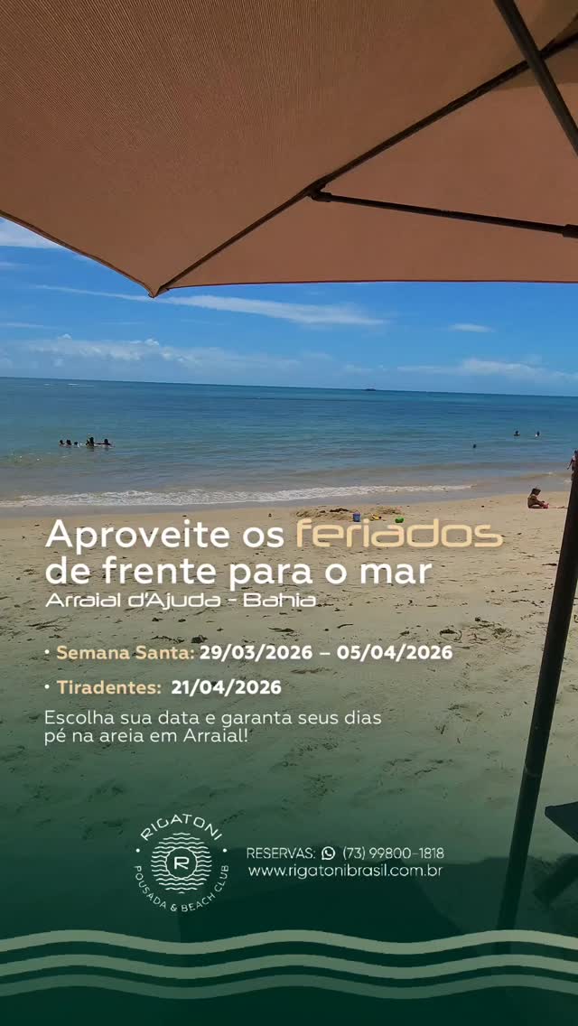 Arraial d’Ajuda - BA merece ser vivido de frente para o mar!
Hospedagem pé na areia, beach club exclusivo e o cenário mais desejado da Bahia. Aqui, o feriado não é apenas uma pausa, é um verdadeiro refúgio. Estamos te esperando!
Escolha o período e faça sua reserva!
Pousada Rigatoni e Beach Club
Reserva: (73) 9 9800-1818
www.rigatonibrasil.com.br
.
.
#clubdepraia #rigatoni #beachclub #destinosbrasileiros #viagem