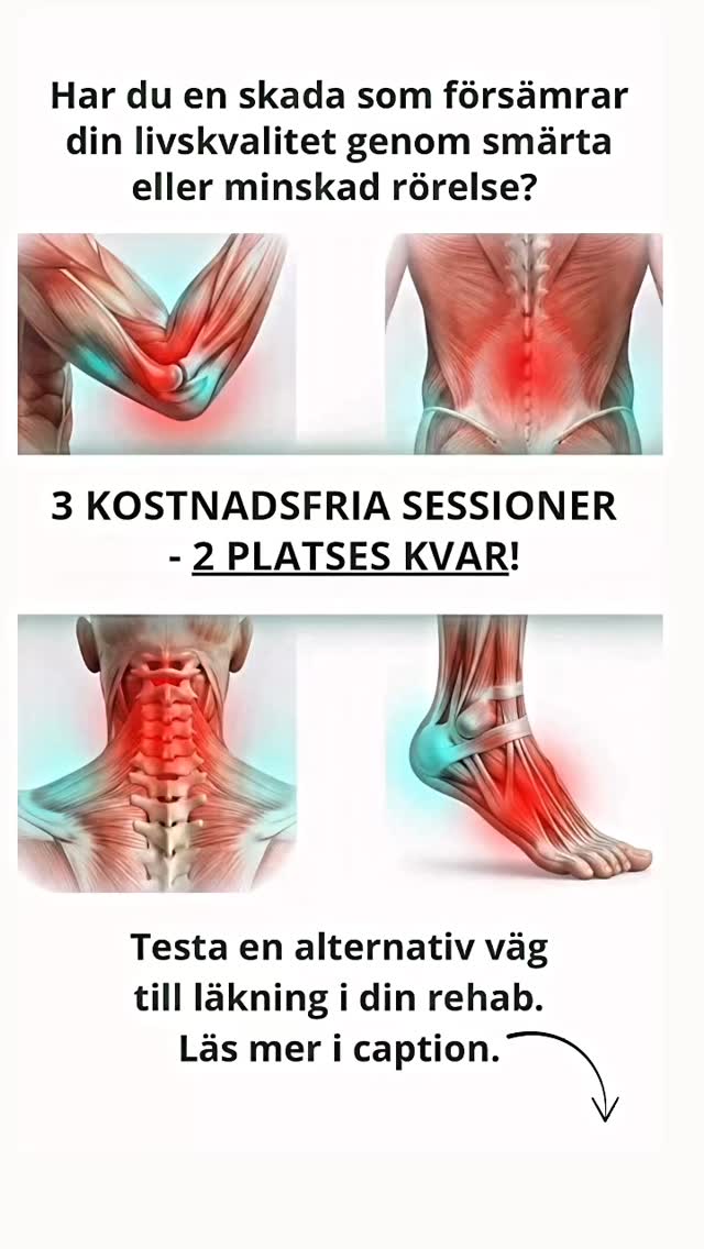 Har smärtan blivit en del av din vardag? 🛑
Många lever med skador som begränsar rörligheten och sänker livskvaliteten, trots att de provat ”allt”. Men rehab behöver inte alltid se likadan ut.
Jag erbjuder nu en möjlighet att testa en alternativ väg till läkning. ✨
Just nu söker jag efter nya personer som vill bryta mönstret och hitta tillbaka till en smärtfri vardag.
Erbjudande: 3 kostnadsfria sessioner.
Status just nu: Endast 2 platser kvar!
Är du redo att ge din kropp en ny chans? Kommentera ”REHAB” nedan eller skicka ett DM så berättar jag mer om hur vi kan jobba tillsammans! 📩
#kroppskoden #coachtoheart #emotionskoden #energibalansering #holistiskhälsa