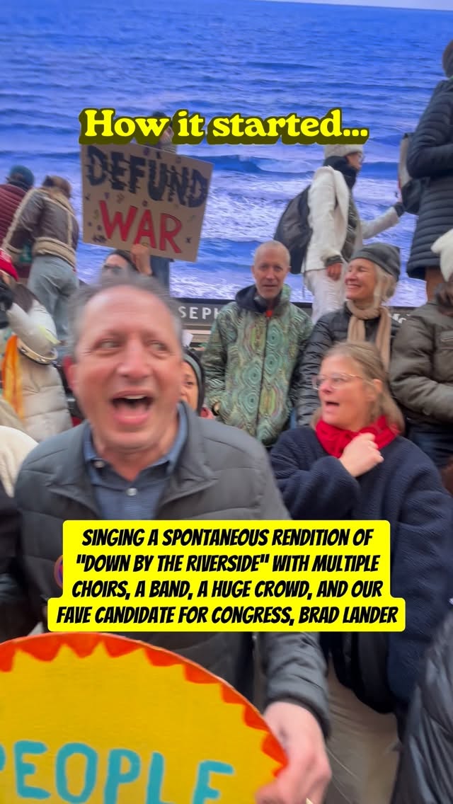 How a single melody can grow and become a living, breathing thing: From the opening notes of this African American spiritual turned anti-war anthem, to a full-on second-line style romp complete with brass instruments that halted yesterday’s #nokings march, it was a joy to watch a single song become a flashpoint for joy and connection in the middle of a massive protest.
Our future Congressman @brad.lander and song leaders from @resistancerevivalchorus, @kairoscenternyc, @nycdsachoir started it up, a band miraculously appeared, friends from @standing.together.movement and other anti-war groups marching by heard the words, stopped and joined in, and soon we were one big chorus of voices.
This joy as resistance is what it’s all about. Lay down your sword and shield, study war no more, and join us.
🎶 “Down by the Riverside” (also known as “Ain’t Gonna Study War No More”) is an African-American spiritual. Its roots date back to before the Civil War and it was first recorded by the @fiskjubileesingers in 1920.