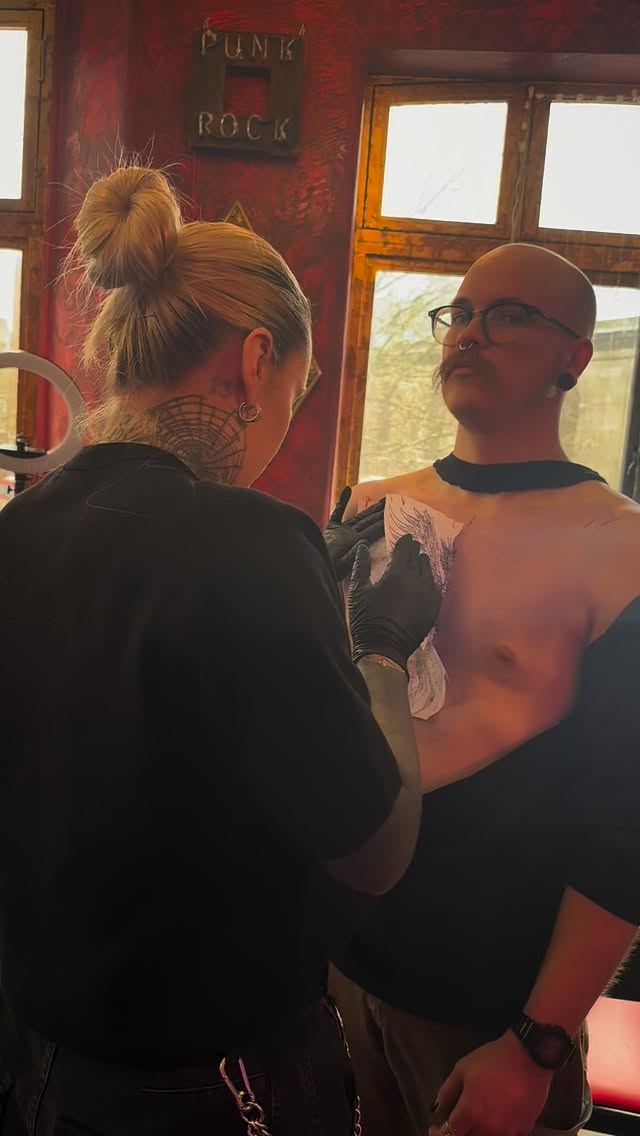 @saralouie_tattoo smashing out a wicked chest piece.