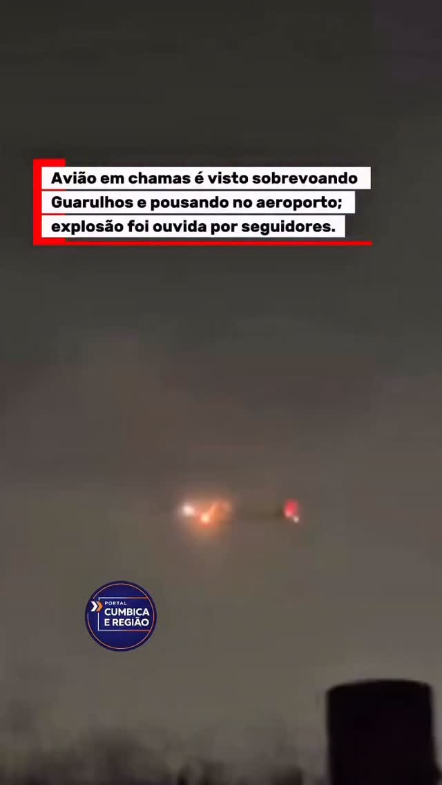 ✈️🔥 Avião em chamas sobrevoa Guarulhos e faz pouso de emergência
Na madrugada desta segunda-feira (30/03/26), um avião foi visto em chamas sobrevoando a região de Guarulhos, causando grande preocupação entre moradores.
Seguidores relataram que uma explosão chegou a ser ouvida antes da aeronave realizar o pouso no aeroporto.
Equipes de emergência foram acionadas e acompanharam a situação de perto. Ainda não há informações oficiais sobre feridos ou as causas do incidente.
Seguimos acompanhando e traremos novas atualizações assim que confirmadas.