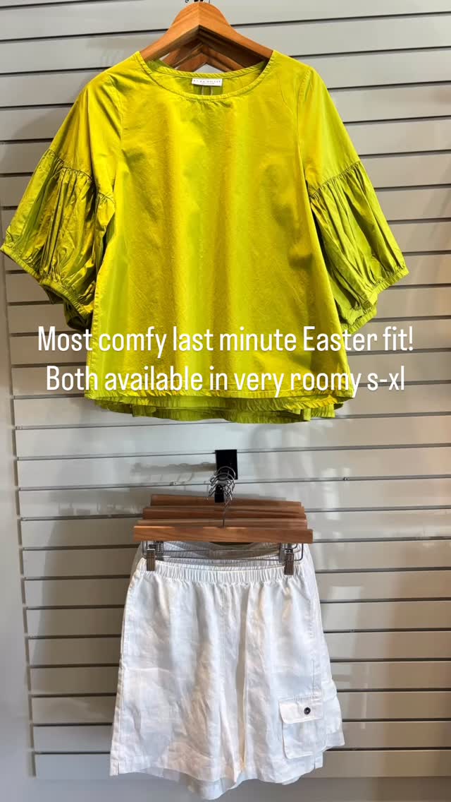 Shirt is Bryn Walker, a brand that’s cut to order and made in the U.S. Shorts are Kleen, a brand focused on natural fabrics and dyes. Pick up orders available 😊