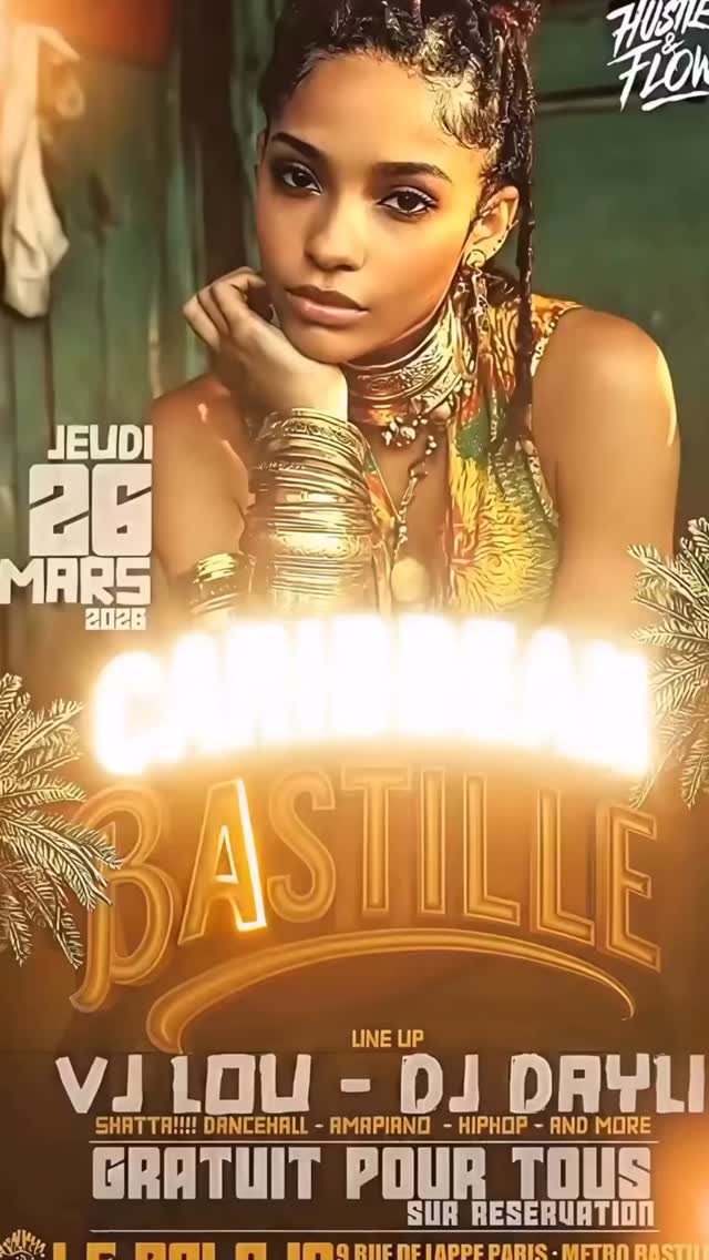 Le jeudi 26 mars 2026, Hustle & Flow vous invite à une soirée caribéenne & urbaine exceptionnelle avec VJ LOU et DJ DAYLI aux platines.
• Shatta • Afrobeats • Amapiano • Hip-hop •
Zouk • Drill
• Balajo - 9 rue de Lappe, Paris 11
23h00 - jusqu’à l’aube
* Entrée gratuite toute la nuit
• Offres spéciales
• 1 bouteille pour 5 filles у 1 coupe pour les 50 premières
• 1 shot contre un avis Google / TripAdvisor
→ Réservations : Emilio - 06 45 89 13 39
LA soirée à ne pas manquer !
#ParisNightlife #Bastille #Shatta #Afrobeats
#Amapiano Balajo CaribbeanVibes