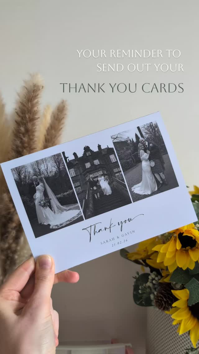 Don’t forget this final wedding detail 🤍💌
Once your photographs are back, it’s the perfect time to send out your thank you cards, a thoughtful way to relive the day and show your appreciation ✨
Including a photo makes it feel even more personal, turning your card into a little keepsake your guests will treasure.
Each one is designed, printed and packaged with care, so you can send something that feels just as special as the day itself 🤍
A beautiful full stop to your wedding story 💌