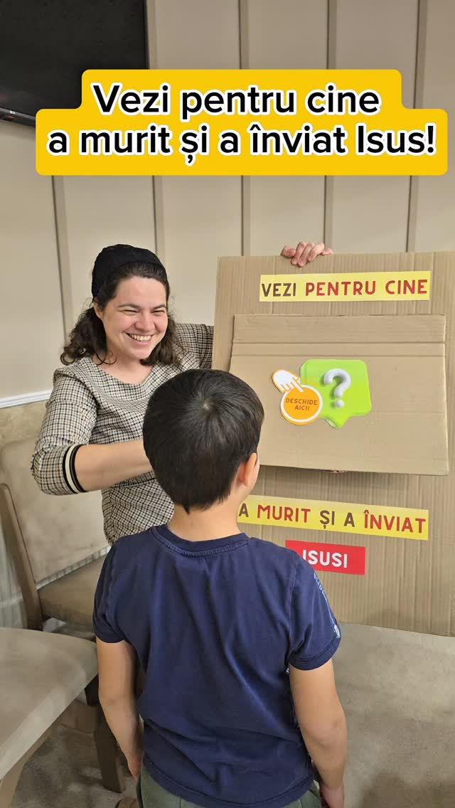 Vezi pentru cine a murit și a înviat Isus!
Ce încântare să se vadă în oglindă și ce minunat să constate că și pentru ei a murit și a înviat Domnul Isus. Dar cel mai înălțător e să auzi din gurița lor "pentru mine".
Merită să creezi aceste momente de descoperire și conectare, să experimentezi alături de ei trăiri extraordinare. Îți este răsplătit tot efortul depus, iar la final poți să confirmi din nou și din nou că a meritat toată munca.
Predarea prin conectare și prin folosirea tuturor simțurilor e cea mai eficientă metodă de transmitere, explicare, contextualizare și aplicare a Cuvântului lui Dumnezeu. Copiii pătrund în lumea Bibliei și înțeleg profunzimea dragostei lui Dumnezeu.
Scrie în comentarii Isus e viu și îți vom trimite materialele noastre pentru această temă.
#education #kidsministry #sundayschool #generatiipentrucer