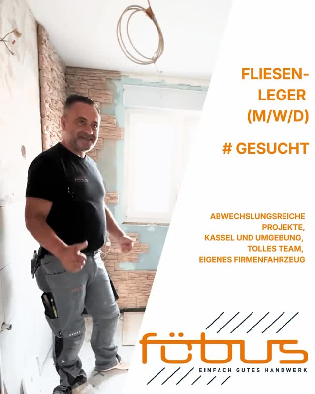 🔧 Wir suchen Verstärkung im Team! 🔧
Du bist Fliesenleger (m/w/d) und hast Lust auf abwechslungsreiche Projekte statt immer nur Neubau? Dann bist du bei uns genau richtig!
👉 Wir arbeiten ausschließlich in der Sanierung
👉 Hochwertige Bäder, Standardbäder, Teilsanierungen & Instandsetzungen
👉 Regionale Einsätze nur in Kassel & Umgebung – keine Montage
Was dich bei uns erwartet:
✔️ Ein starkes, wertschätzendes Team
✔️ Abwechslungsreiche Projekte
✔️ Eigenes Firmenfahrzeug 🚐
✔️ Handy & eigenes Werkzeug
So kannst du dich bewerben:
📩 Ganz einfach per Nachricht hier auf Instagram
📧 Per E-Mail an uns
🌐 Oder direkt über unsere Website:
https://www.foebus-kassel.de/stellenangebote
Wenn du Bock hast, mit uns gemeinsam richtig gute Arbeit abzuliefern und Teil eines motivierten Teams zu werden – melde dich bei uns!
#fliesenleger #jobangebot #kassel #handwerk #teamverstärkung
