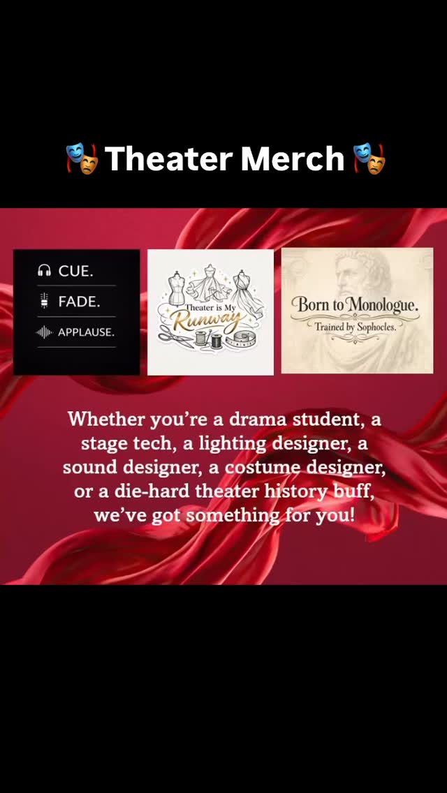 We’re thrilled to announce that Curtains Up! now has exclusive theater-themed merchandise available on our website!
Whether you’re a drama student, a stage tech, a lighting designer, a sound designer, a costume designer, or a die-hard theater history buff, we’ve got something for you.
From Commedia dell’arte to the Renaissance and beyond, our designs celebrate every corner of the theater world.
And the best part? Every piece has been created by a theater kid; an insider who truly gets it. The late-night rehearsals, the backstage chaos, the niche references, the deep love for the craft.
Support the show and bring a little backstage flair to your everyday style!
Browse the full collection now at:
https://www.curtains-up.org/category/all-products
#CurtainsUpPodcast
#TheaterMerch
#DramaLife
#StageLife