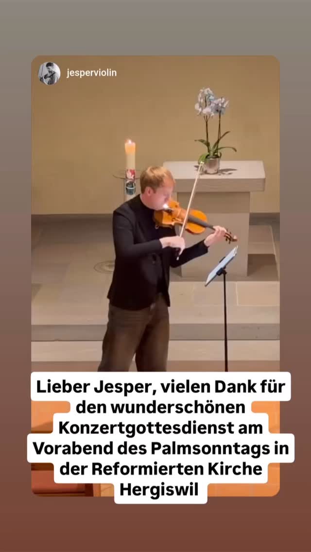 Danke an Jesper Gasseling, der am Vorabend zum Palmsonntag mit Werken für Violine solo den Konzertgottesdienst in der ref. Kirche Hergiswil musikalisch gestaltete.
#konzertgottesdienst#hergiswil#nidwalden#violine