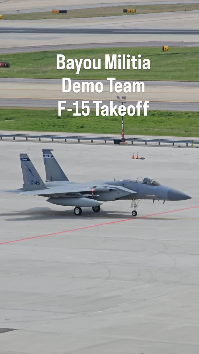🔊 SOUND ON! The Louisiana Air National Guard's Bayou Militia F-15 Demo Team departs ATL for an air show performance on April 3, 2026. This was the plane-spotting surprise of the day! 🔥
.
🏷 #159thfighterwing #bayoumilitia #f15 #fighterjet #atlairport