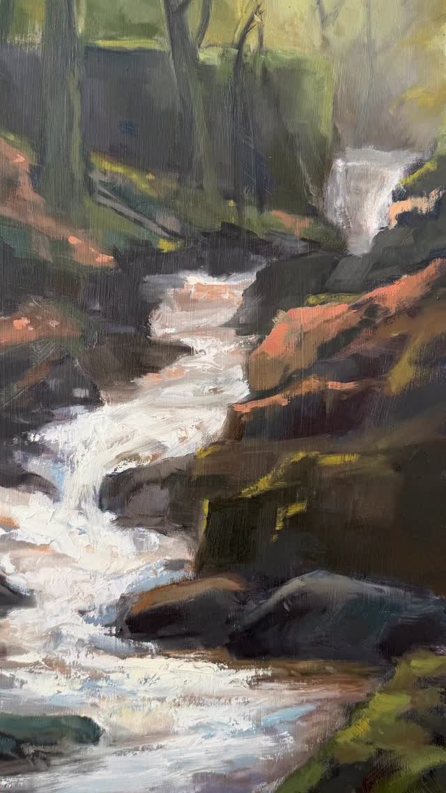 Ok so three waterfall paintings - 3 different environments …..not painted in this order but it’s the way they came out ….
I am really trying to experiment with things outside my comfort zone and have been to a few classes / workshops for confidence boosts
I am trying to paint stuff I usually avoid- and waterfalls is one of them …
The first is an attempt at a cascading waterfall in local woods, started in a landscape session with @benedictlovering . I am not sure I would have been brave enough to go mad with the palette knife had he not been there / suggested it/ made me do it ….. I don’t think I have mastered it but can see it’s useful for the bright light on the water and making contrasts in tone , intensity and texture . I will def continue to go to his excellent sessions for more inspiration- although I bizarrely found this quite stressful-
The second one I painted inspired by a demo by @jennyaitkenart at @workshopsinyorkshire … I have posted it before but I was so pleased with it that I attempted waterfall number three - a plein air painting in very flat light in Wales
Tbh that’s what it’s all about- getting out and painting whatever’s in front of me … I now have a few more tricks up my sleeve on the waterfall front…
I will put these paintings up for grabs on my website when dry/ I am happy with them / both!
Btw did you know the lyrics “don’t go chasing waterfalls” means avoiding pursuing something that is superficially attractive but ultimately dangerous or harmful. So maybe I am right- painting waterfalls is bad for you and we should all stick to clouds……..🤣🤣☁️⛅️🌩️🌧️
#outofcomfortzone #waterfalllovers #dontgochasingwaterfalls #paletteknifepainting #paintfromlife