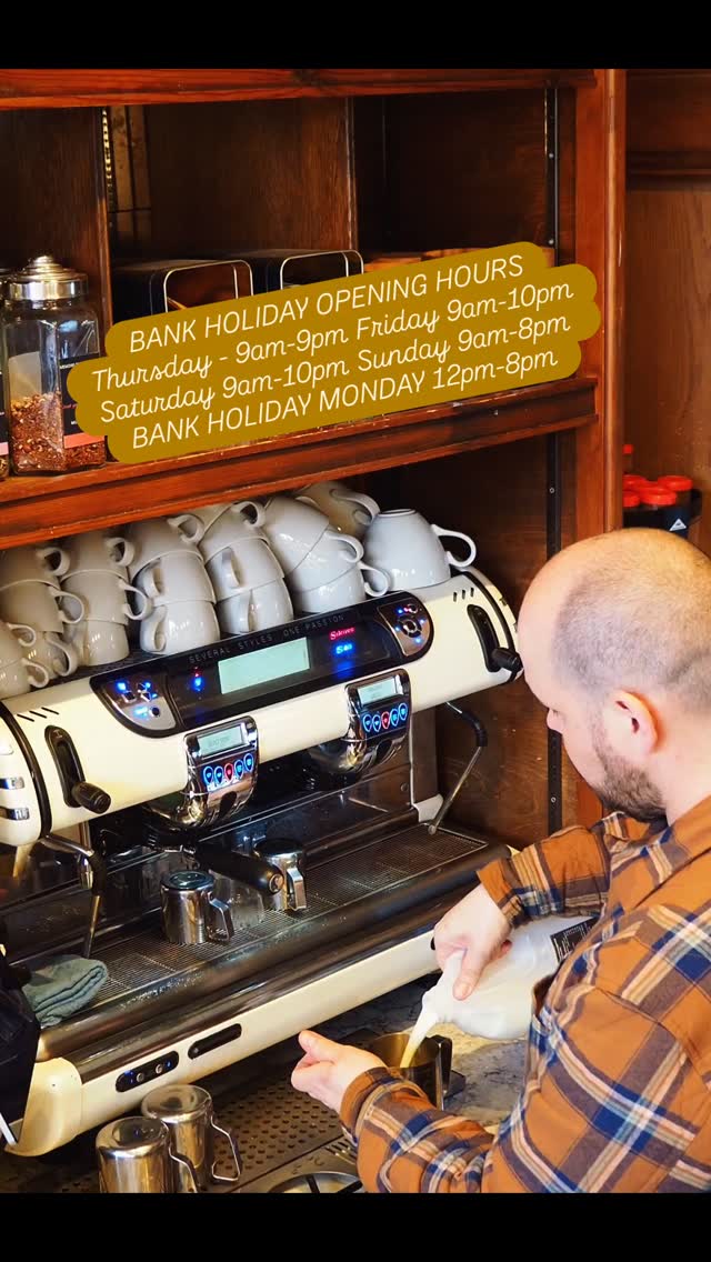 We'd love to see you this bank holiday. Whether it's to wake up with a great cup of coffee and cake, or wind down with a draft pint, or a bottle of wine.
#baristapov #coffeeshop #coffeedaily #baristalife #Altrincham