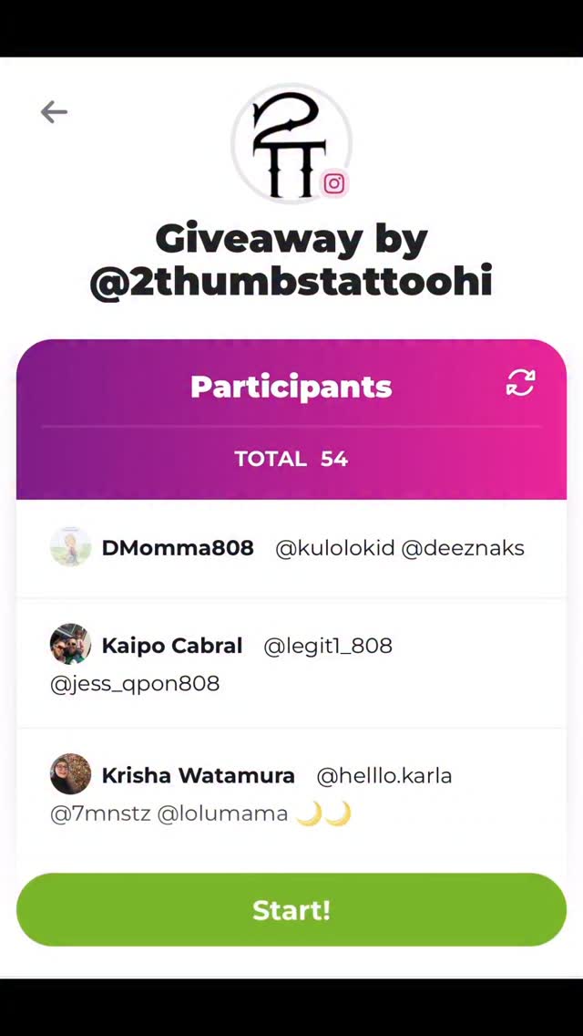 The giveaway winner @808_bmm please shoot us a dm and we can start your tattoo soon as you do mahalos for participating.