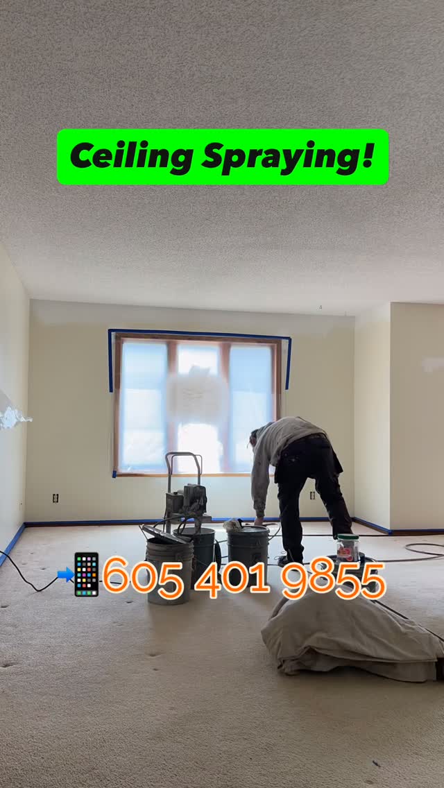 Get those ceilings sprayed! Call for your Free Estimate 605 401 9855 #3pointpainting #interiorpainting #siouxfallspainter #exteriorpainting #cabinetpainting