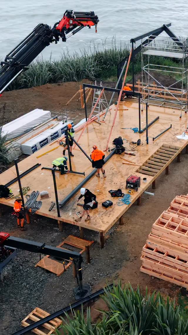 DWELL : Project update - 2 dwellings going up simultaneously- battling the rain and the sandflies - how good does the steel look on the southern build! Next update we will have a roof on 🔥🔨 #jcconstruction #nzbuilders #westcoast #newbuild #luxuryaccomodation