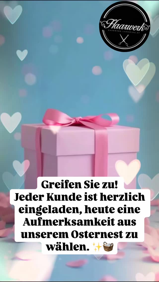 Ein süßer Gruß vom Osterhasen! 🐰🌷
Wir wünschen Ihnen ein frohes und erholsames Osterfest. Um Ihnen die Feiertage noch ein wenig zu versüßen, haben wir eine kleine Überraschung vorbereitet:
Greifen Sie zu! Jeder Kunde ist herzlich eingeladen, heute eine Aufmerksamkeit aus unserem Osternest zu wählen. ✨🧺
Kommen Sie vorbei – wir freuen uns darauf, gemeinsam mit Ihnen den Frühling zu feiern!
#FroheOstern #Kundenliebe #Ostergruß #haarwerkleonding #Ostern2026