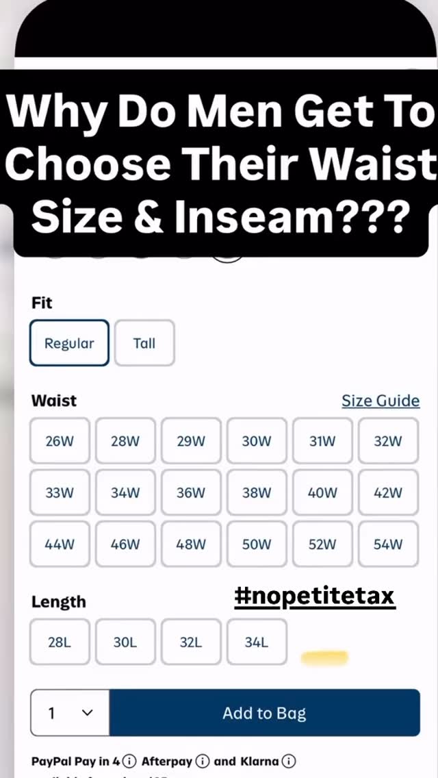 Why is no one talking about this? Women are given only one inseam length option. Why do men get to mix and match??
Iâm Carole, Iâm 4â11â and I know how hard it is to find clothes that fit. I was so frustrated with clothes shopping that I started tracking brands that work for us, and built a directory to help others. Click the link in my bio for help. đď¸