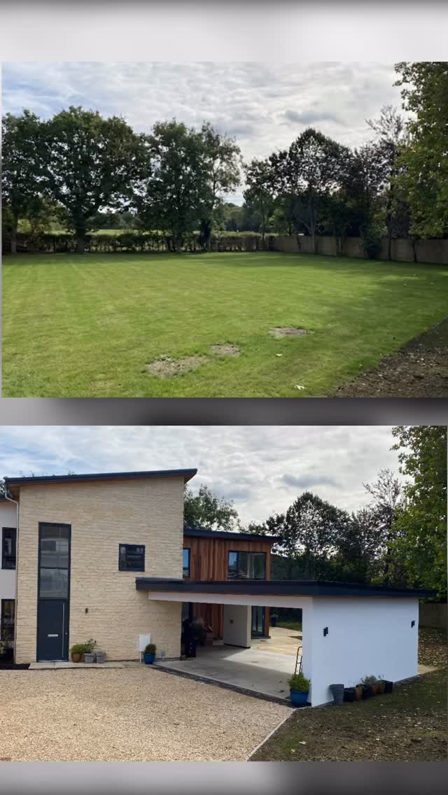 From a blank canvas to a contemporary masterpiece. There is nothing quite like seeing a vision come to life. We took this vacant site and turned it into a modern sanctuary. Which part of the build is your favorite? Let us know in the comments! #Architecture #HomeDesign #BeforeAndAfter #ModernLiving #dreamhome