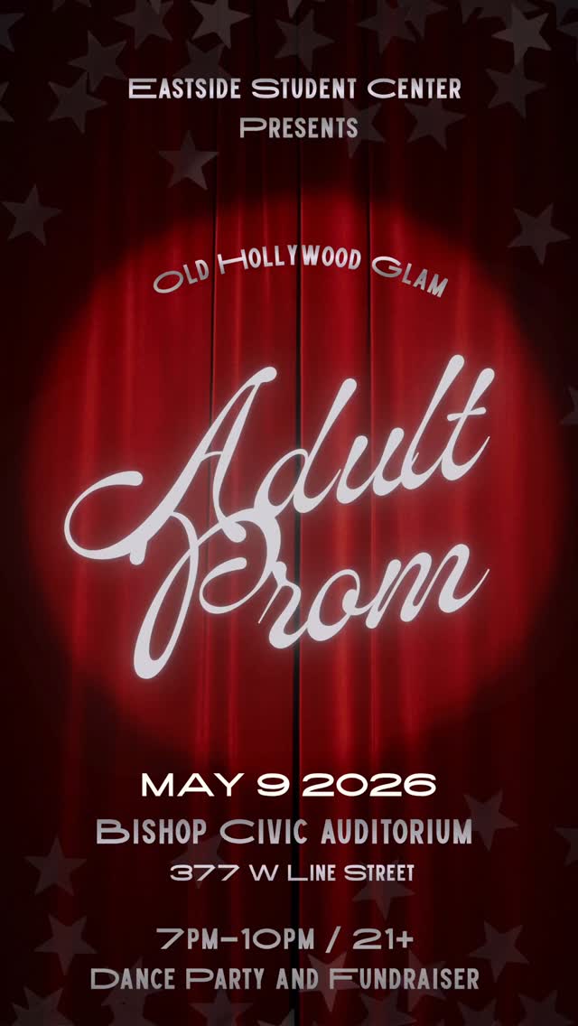It’s time to dust off your favorite gown, pull that tux from the attic because we are going to Old Hollywood!!❤️🔥💫🎞️
Get dolled up, feel like a star, come on out for a night of glitz and glam and fun to support the Eastside Student Center!
Tickets for Adult Prom are live. 💫
Saturday, May 9
Link in bio to grab your ticket
Be sure to send this to your prom date😉😘