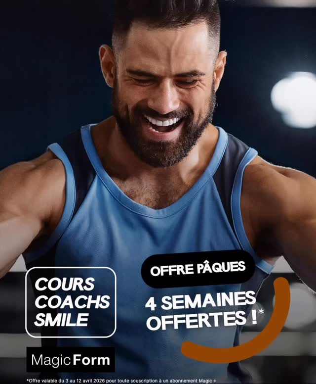 OFFRE PÂQUES 🔥
4 semaines offertes pour te (re)mettre au sport ! 💪
#magicform #resolutionsport #sportmotivation