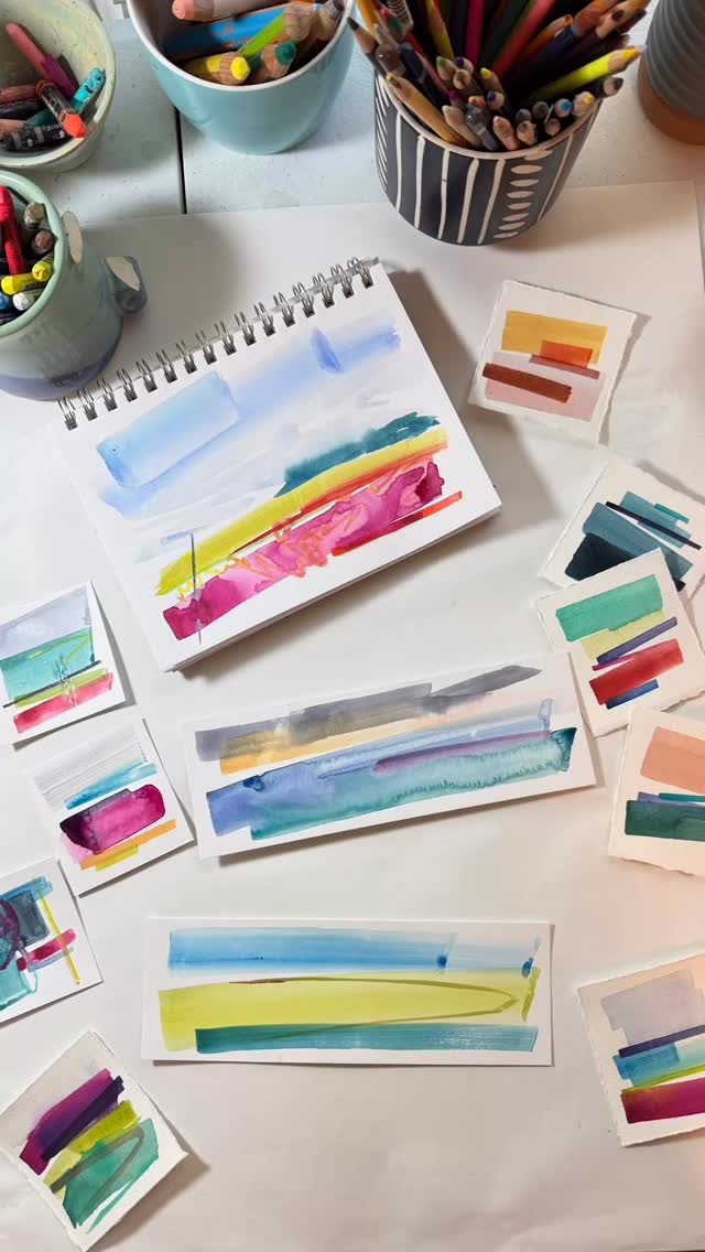 Into the groove over here on this gorgeous sunny Saturday. Playing with color and flow and stripes and always being inspired by the landscape around me.
.
Days 30-35 or something of #the100dayproject
@dothe100dayproject
.
#pnwartist #abstractlandscapepainting #loosewatercolor #artinspiredbynature