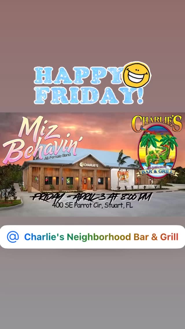 It’s Friday AND a holiday weekend… let’s make it feel like one 😌✨
We’re bringing the *MizBehavin’* magic tonight — soulful, sassy, and full of feel-good energy 🎶💃
And… we might have a few surprises up our sleeve tonight 👀✨ come out and see…
If you’re heading out, come hang with us:
• 📍 **Charlie’s Neighborhood Bar & Grill (Stuart)**
• 🕗 8 PM
• 🎤 Live music that hits just right
• 💃 Good vibes + dance-worthy moments
• ✨ A few surprises you won’t want to miss 😉
Good music. Good people. All the right energy to kick off your weekend 💫
Wishing everyone a beautiful holiday weekend however you celebrate 🤍
#MizBehavin #FridayNightVibes #LiveMusic #HolidayWeekend #FeelGoodVibes