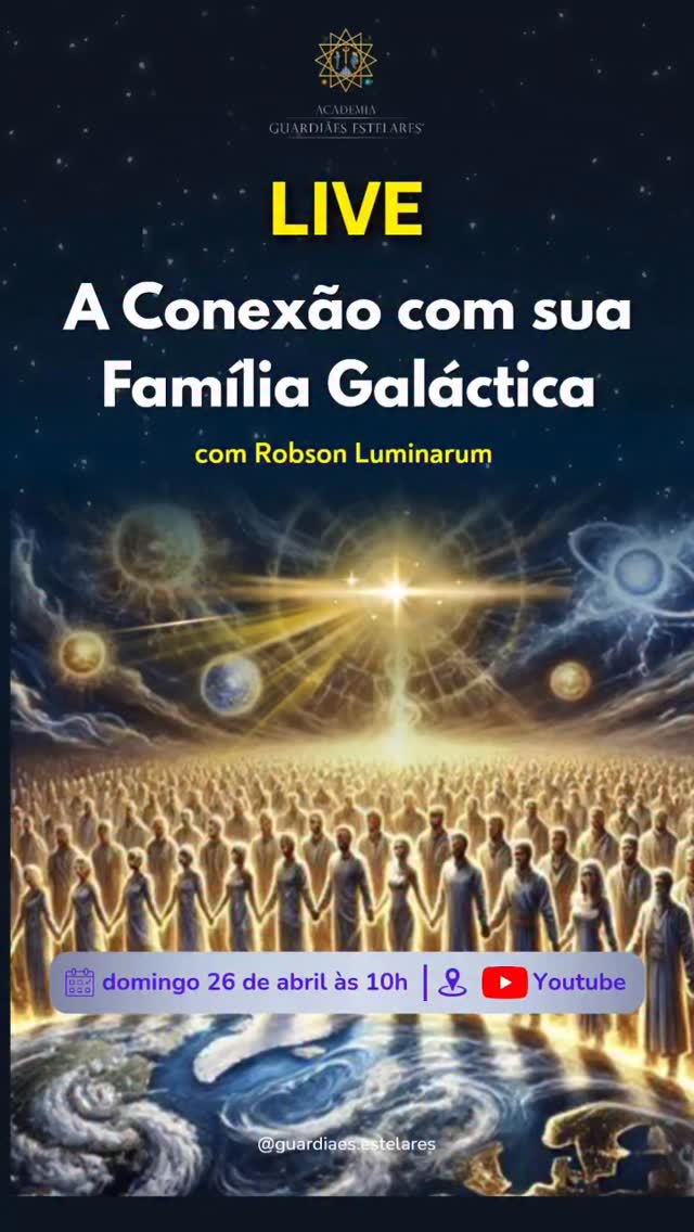 A conexão com sua Família de Luz está sempre disponível para você — não como algo distante ou místico demais, mas como uma realidade acessível quando você começa a ativar suas próprias capacidades e tecnologias conscienciais internas.
Nessa live, veremos como iniciar (e sustentar) a conexão com sua Família Galáctica de forma prática e consciente.
Você vai entender quais processos desenvolver no seu dia a dia, como fortalecer sua sensibilidade energética, e quais ferramentas — como meditação, presença e visualização — realmente abrem esse canal.
Mais do que “acreditar”, você precisa se permitir experienciar.
Aqui vamos quebrar algumas crenças que te afastam dessa conexão… Você não precisa ser especial, você apenas precisa escolher estar disponível. Sua consciência e tecnologia corporal já têm acesso. Você só precisa aprender a sustentar.
Link de acesso na Bio!