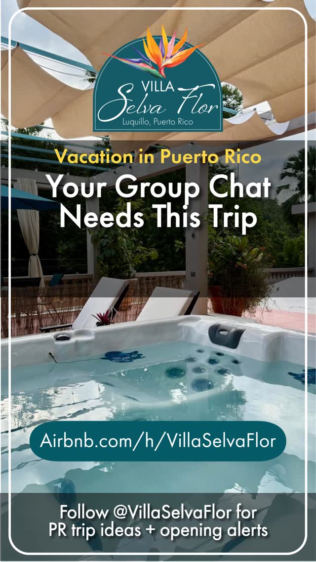 Your group chat needs this trip.
Sleeps 11.
Close to the beach.
Close to the rainforest.
No excuses.
📍 Luquillo, Puerto Rico | Top 1% of homes on Airbnb ⭐
Plan your escape → airbnb.com/h/villaselvaflor
#PuertoRico #PuertoRicoTravel #GroupTrip #IslandEscape #VillaSelvaFlor