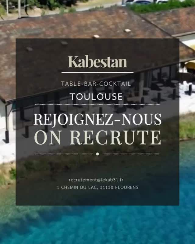 📍 Kabestan recrute !
Envie de rejoindre une équipe dynamique dans un cadre unique au bord de l’eau ? 🌿✨
Nous recherchons :
👨🍳 Cuisinier(e)
🍽️ Serveur(se)
🍸 Barman / Barmaid
📄 Contrat : 35h
Si tu es motivé, passionné et prêt à t’investir dans une belle aventure, on veut te rencontrer !
📩 Contacte-nous en DM sur Instagram ou par mail : recrutement@lekab31.fr
À très vite ! 🔥