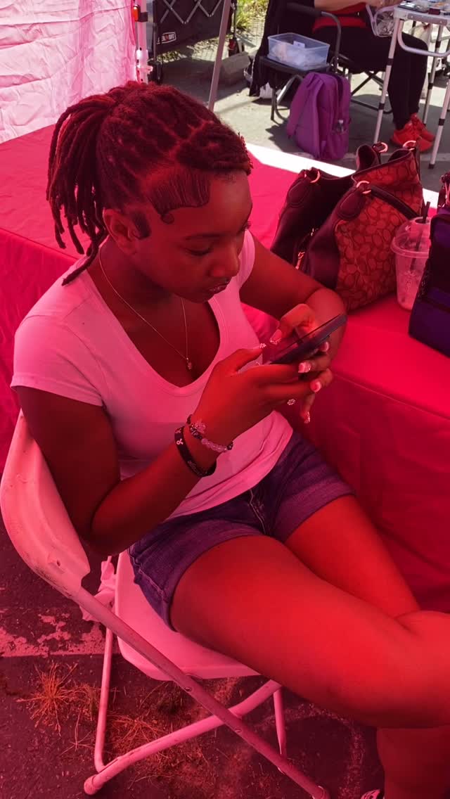 When you get your teenager to help work the booth…Like Bruh… what are you doing?? lol