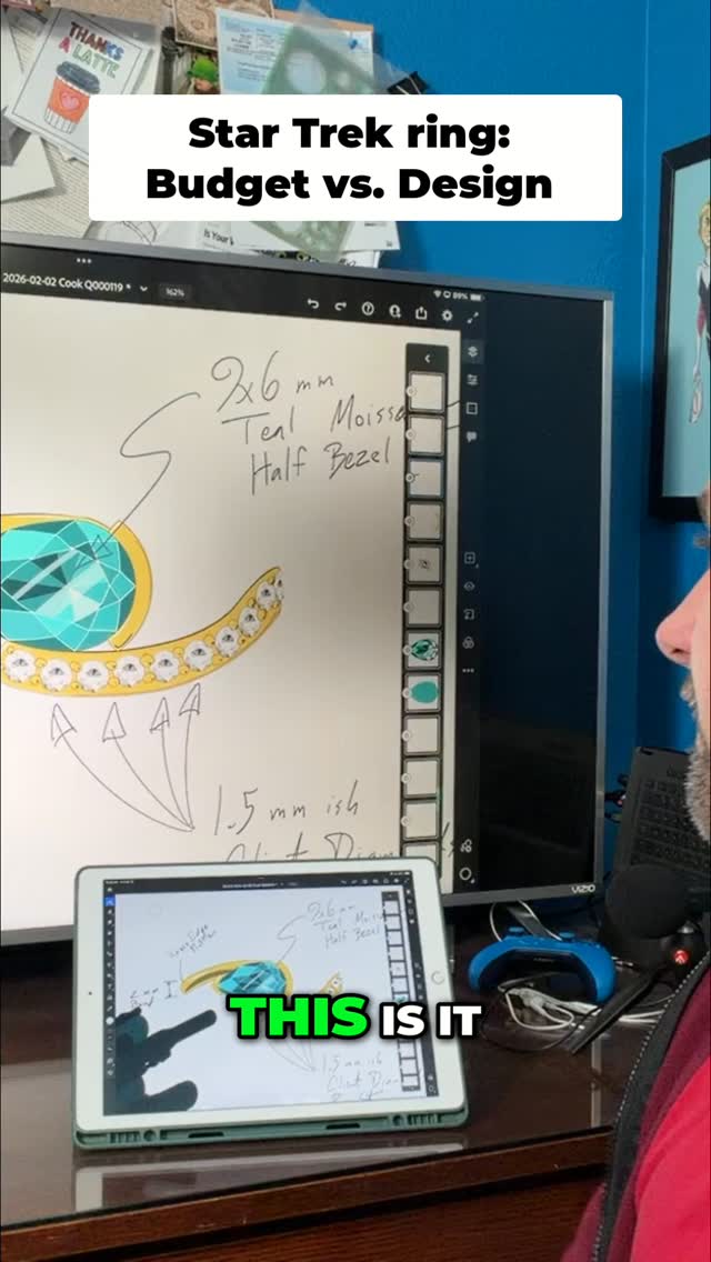 What if your love of Star Trek could become something you’ll wear for life?
This isn’t merch. This is a custom heirloom ring, designed around a subtle nod to Star Trek Next Generation (TNG) that only true fans will recognize.
Watch the full design journey → https://youtu.be/1THeLFrUrHQ
In this piece, we refined the design to fit the client’s budget, without losing what made it meaningful.
✔️ Teal moissanite center stone
✔️ Hidden Star Trek-inspired details
✔️ Designed to last a lifetime
Because custom jewelry shouldn’t force you to choose between meaning, beauty, and budget.
If you’ve ever dreamed of turning something you love into a piece that feels truly yours… this is how it happens.
#StarTrek #StarTrekNextGeneration #TNG #CustomJewelry #HeirloomJewelry #LuxuryJewelry #Moissanite #JewelryDesign #GeekChic #EmbraceNerdy #CharmingQuail #LegacyNerdJewelry