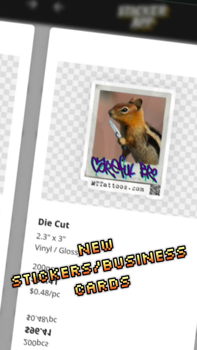 new #businesscards / #stickers are on their way.... got a #badass sticker dude