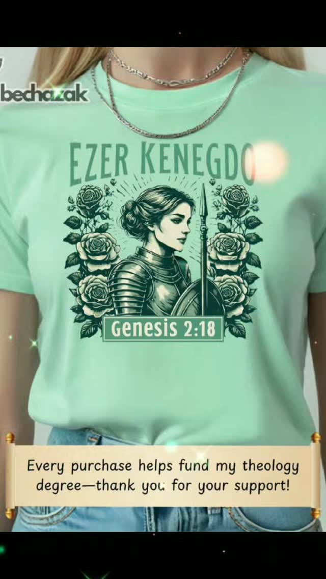 ✨ ⚔️ Ezer Kenegdo⚔️✨
Did the Bible say you're a helper, quiet and passive?
Nope! 👎🏼 Genesis 2:18 calls wives to be the Ezer Kenegdo. This is a warrior term, that you will defend and challenge your husband to walk in God's ways. Fighting side by side. The Holy Spirit is called our Ezer! 🥰
Grab this shirt and proclaim Biblical Womanhood! 📖
#biblicalwomanhood #ezerkenegdo #biblicalwife #christiantiktok #christianshirt