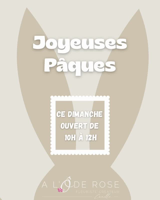🐰DIMANCHE DE PÂQUES🐰
Bonne nouvelle !
Ta fleuriste @aloderose est ouverte ce dimanche de 10h à 12h 🌸💛
Au programme :
• Des bouquets nids de Pâques
• Des compositions en fleurs fraîches
• De jolies créations printanières pour l’extérieur
• Des plateaux cadeaux à offrir sans hésiter
• Et plein d’autres pépites à découvrir !
Dernière touche fleurie pour ton week-end de Pâques ? C’est par ici 💐😉
Hâte de te voir en boutique !
#Pâques #Fleuriste #AmbiancePrintemps #CadeauParfait #FleursAloderose