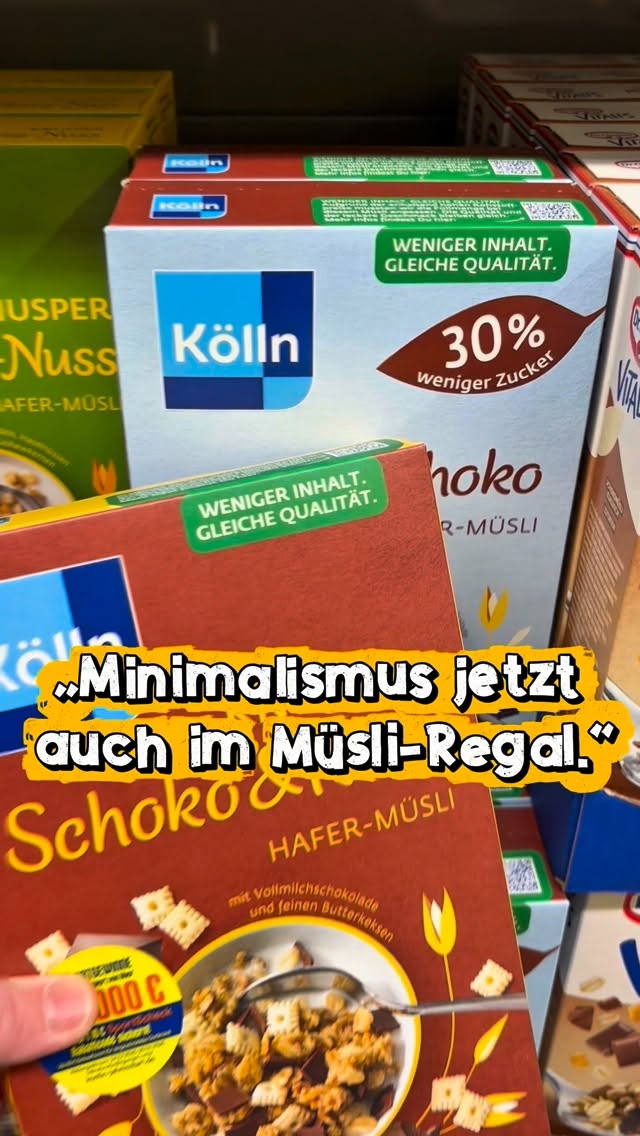 Minimalismus jetzt auch im Müsli-Regal.
Bald nur noch Luft mit Hafer-Aroma.
@koelln_official – Aprilscherz… oder ernst gemeint?
#müsli #shrinkflation #köllnmüsli #alltagsmomente #porridgelover