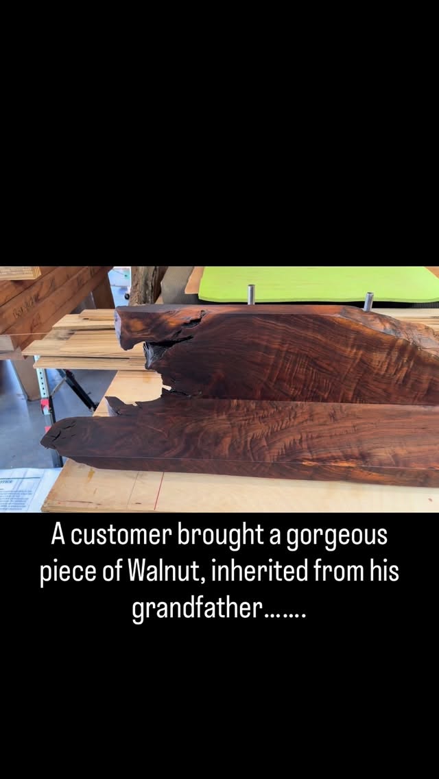 A customer came in one day, referred by a good friend of ours. He brought him some gorgeous Walnut Slabs inherited from his family and wanted several pieces made for his new home… This was the first of three projects, a custom mantle… Come on by and let us help you with your next bespoke project!