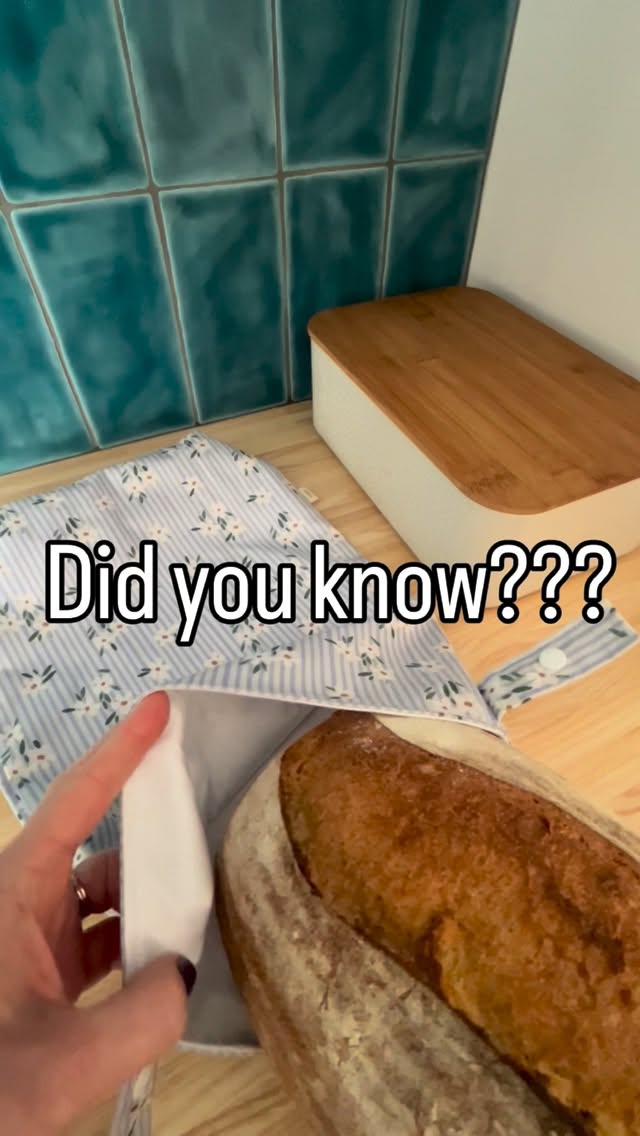 Yep! Your reusable bread bags can be stored in the fridge or freezer as well as sitting pretty on your kitchen work surface!
Unlike plastic, the waterproof, food safe lining is breathable so stops your bread from sweating and going mouldy as quickly. Quite simply, your bread will stay fresher for longer!
The roll top closure means you can adjust size of your bag as you use up your loaf!
Give this post a save as you know you’ll be looking for it later 😜 And if you’re already using one of my bags, I’d be super grateful of any comments below to let others know what you think!