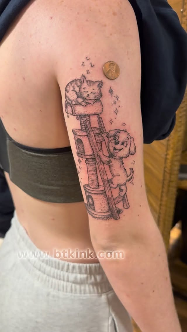 A super cool brother and sister tattoo. Fine detail and dot work. Enjoy ๐ #btkink #genevany #billythekidmeyers #awardwinning #inkmaster