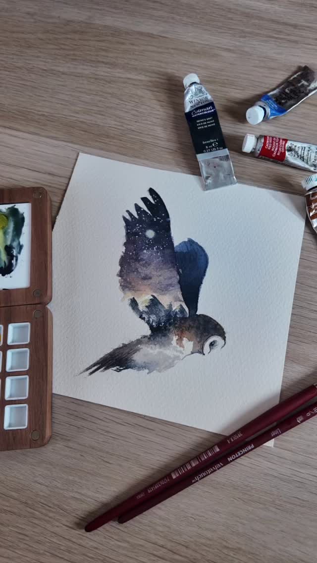 Continuing the bird theme this week…#owlpainting #owlart #birdwatercolour #paintingvideo