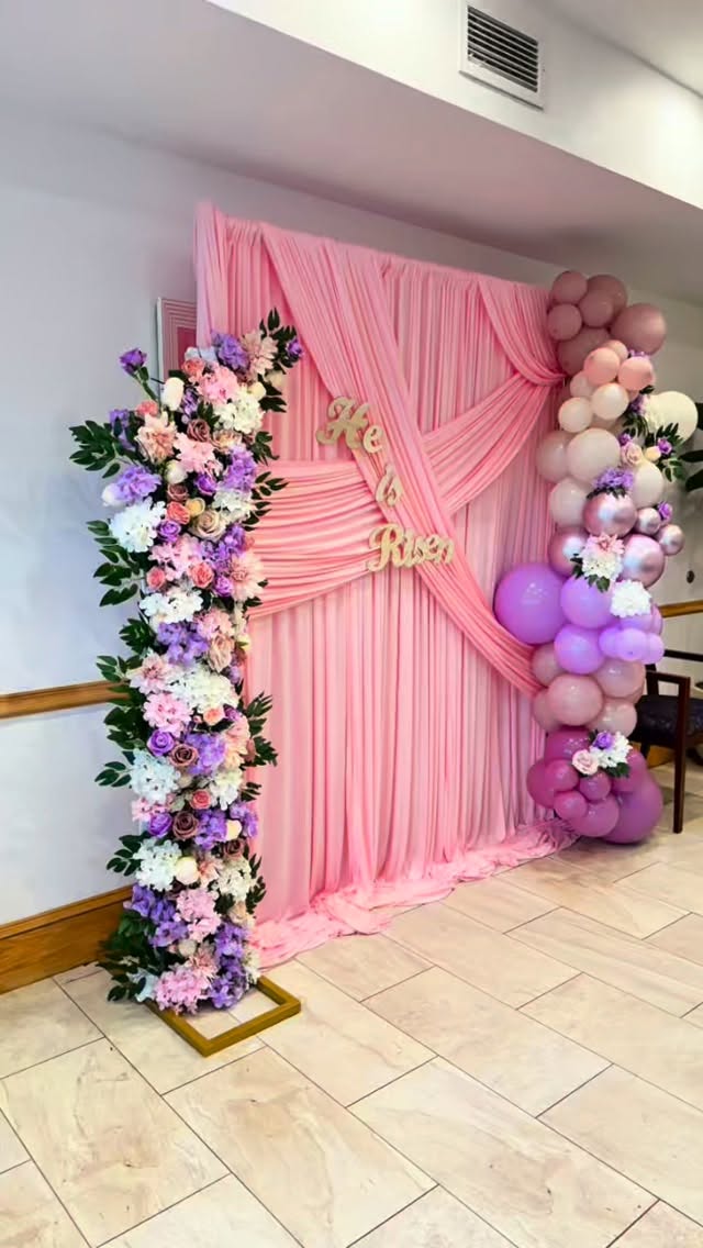 He is Risen! 🪻🤍🌸
A beautiful lobby welcome for Resurrection Sunday, designed to greet the congregation and guests of Second Mt. Zion Baptist Church @2ndmtzion. 🕊️
Beautiful balloons by @forevermrsks
#easterdecor
#churchdecor
#backdroprentals
#phillyeventdecor
#LuxuryEvents