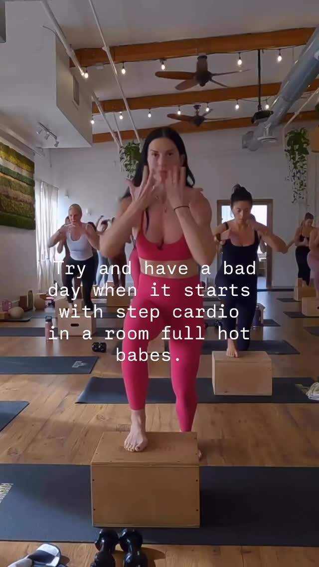 I dare you! Step cardio to the rhythm of the beat not only gets endorphins pumping for the 50 minute class but that happy high follow throughout the rest of your day!
✨in-studio & virtual- come try it!