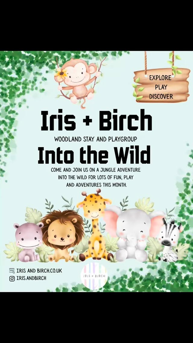 Here is a little sneak peek into what our Into the Wild fun looks like this month at Iris + Birch.
We are open Monday & Friday mornings from 10-11.30am in the beautiful woodlands of Walton Firs Activity centre. Our sessions are designed to spark curiosity, creativity and learning through play. Bookings is essential- to book your space to play click the link in our bio or message for more details.
See you all soon 🦁🐍🦓🌴🦒🦍🐵🌿🐯🐘
#woodlandplaygroup #whatsoninsurrey #daysoutwithkids #surreymums #playislearning