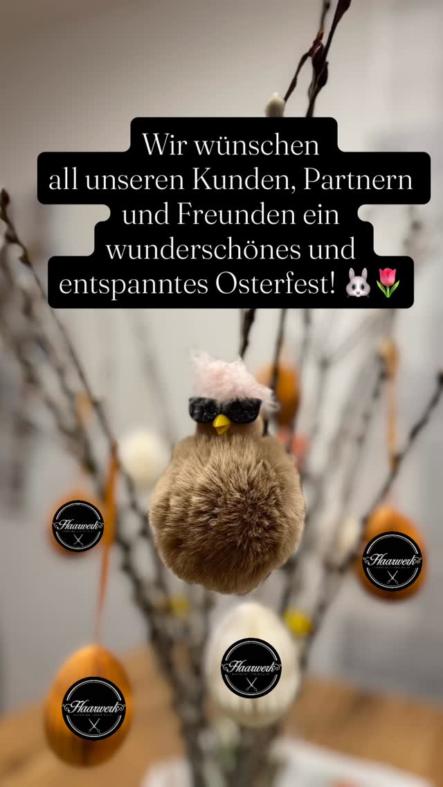 Wir wünschen unseren Kunden und Partnern ein schönes Osterfest und erholsame Feiertage! 🐰✨
Nutzen Sie die Pause für neue Kraft und sonnige Momente. Wir sind ab 07.04.2026 wieder wie gewohnt für Sie erreichbar und freuen uns auf die weitere Zusammenarbeit.
Beste Ostergrüße#haarwerkleonding #termin #ostergrüße