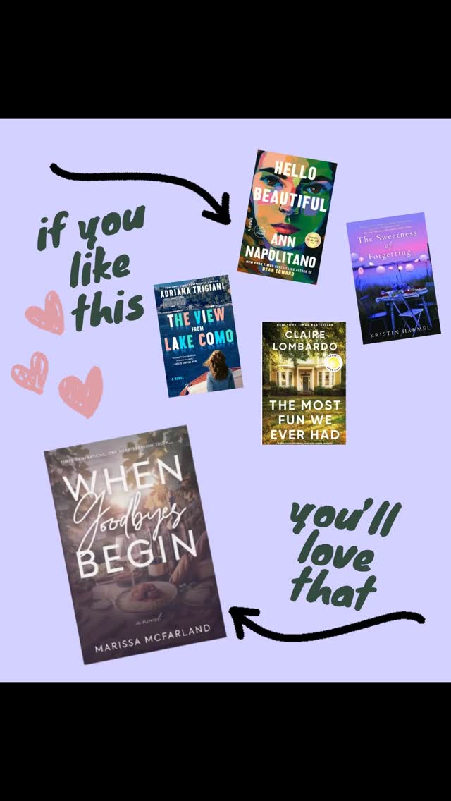👀 Looking for your next read? I got you! If you enjoyed:
❤️Sweetness of Forgetting by @kristinharmel
🇮🇹The View from Lake Como by @adrianatrigiani
🥺The Most Fun We Ever Had by @claire_lombardo
👋Hello, Beautiful by @annnapolitano
Check out: WHEN GOODBYES BEGIN, my debut novel! It has everything you loved in the books above: a family dealing with a difficult diagnosis, the Italian culture and food, difficult family dynamics, and multigenerational love. Link to order in bio and available on Amazon!
#whengoodbyesbegin #bookstagram #familysaga #readersofinstagram #italiangirl