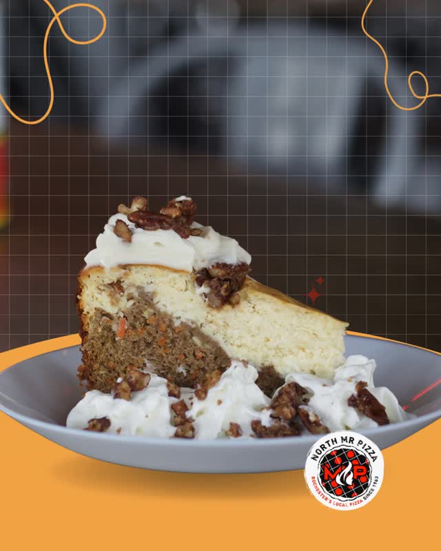 💎🥕 INTRODUCING: KARAt Cake Cheesecake 🥕💎
Named after the one and only Kara (yes, that Kara 👀), this dessert is doing the absolute most… and we love her for it.
✨ Vanilla cheesecake base
🥕 Carrot cake
🍦 Cream cheese frosting
🌰 Pecans
It’s rich, it’s cozy, it’s got just the right amount of crunch — basically everything you want in a dessert and then some.
Made in-house. Made by Kara. Made to disappear quickly.
📍 Mon–Sat 11–9 | Sun 12–9
🌐 northmrpizza.com
📲 @mrpizza_north
#CheesecakeLovers, #CarrotCake, #DessertTime, #RochesterMN, #FoodieFinds, #SupportLocal, #SweetTooth, #BakeryVibes