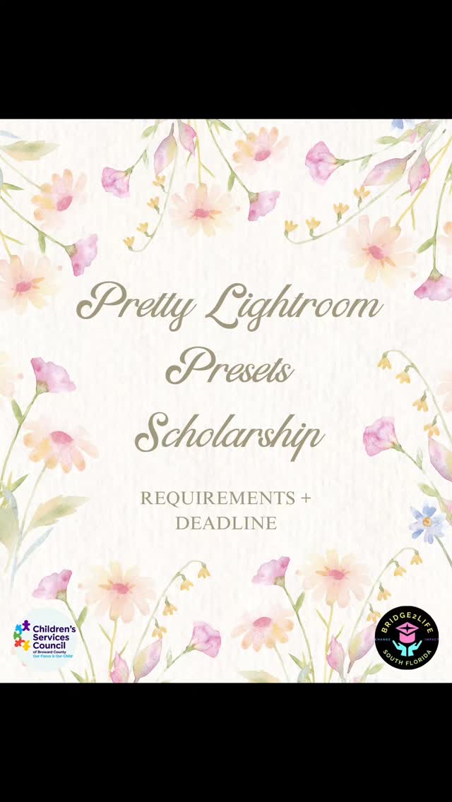 The Pretty Lightroom Presets Scholarship is now open and available for you to apply! Start your application by scanning the qr code now!
@browardedfound @browardschoolsofficial @flcollegeaccess @cscbroward
#scholarship #senior #highschool
Created by DCC Faith (@fiep15)