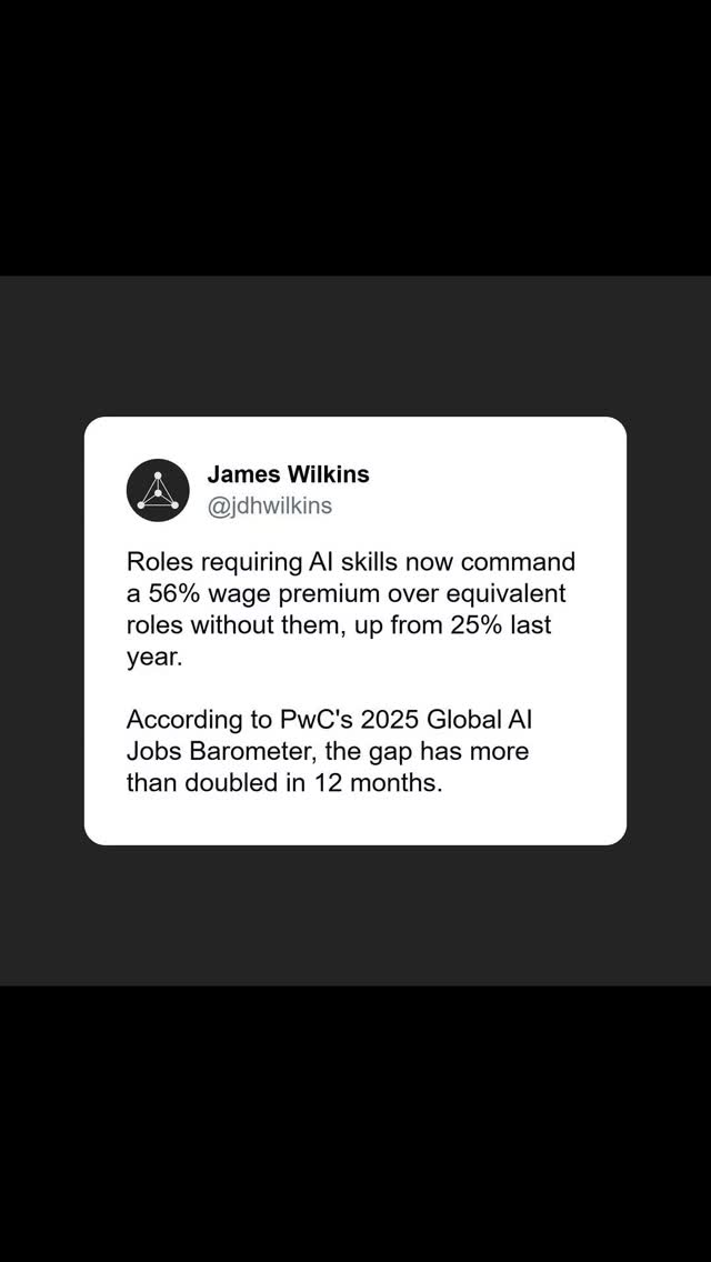 People with AI skills are getting paid more than those without. Boost your AI literacy now. Link in my bio.
#ai #ailiteracy #productivity #claudecode