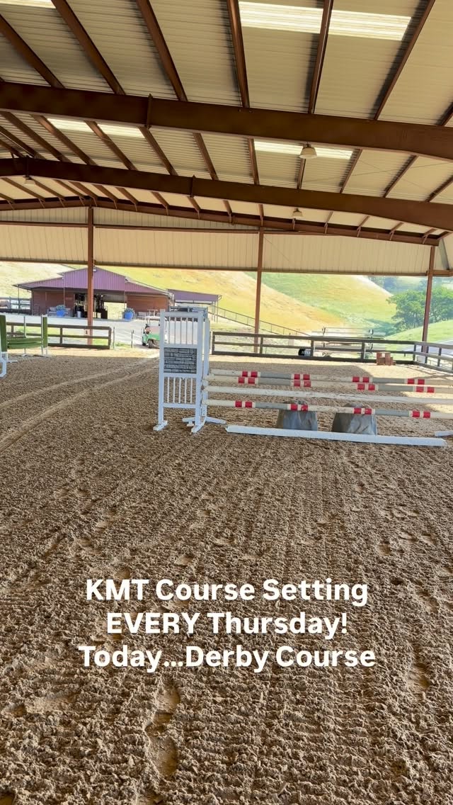 KMT sets a new course every week. We love to mix it up! Since we were at West Palms last week and had fun in the derby, we decided to build it this week. Looking forward to riding the course! Thank you team for helping build courses each week.##teamkmt #jumpingtothenextlevel #learningisfun